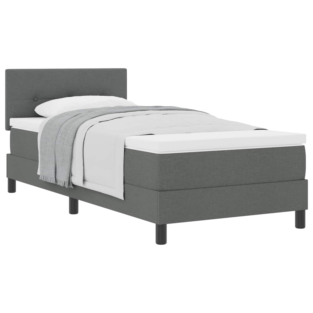 Box spring seng med hovedgærde Mørkegrå 90 x 200 cm Stof