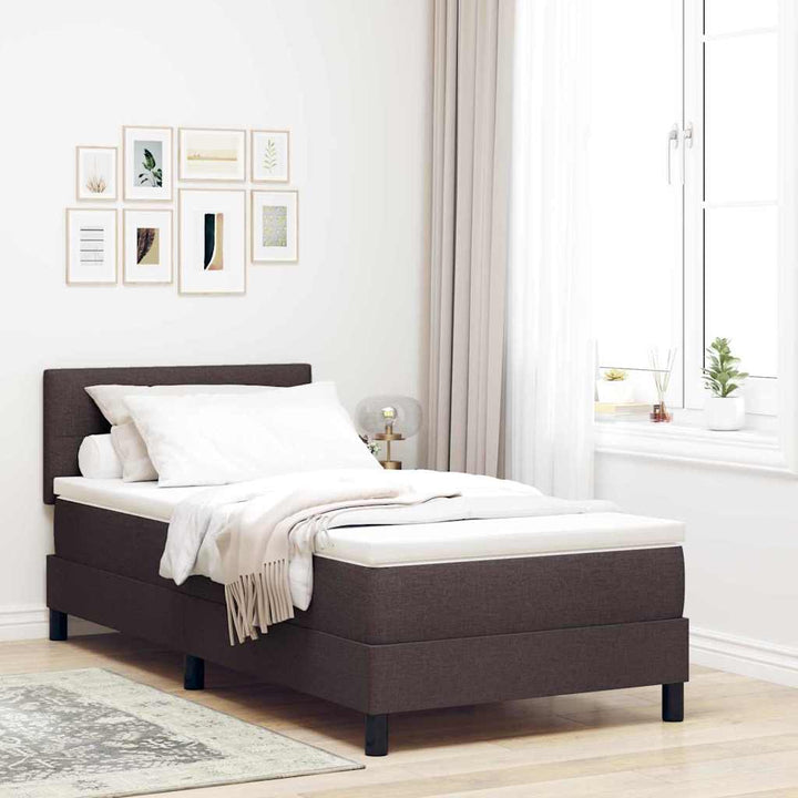 Box spring seng med hovedgærde Mørk Brun 90 x 200 cm Stof