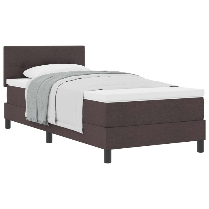 Box spring seng med hovedgærde Mørk Brun 90 x 200 cm Stof