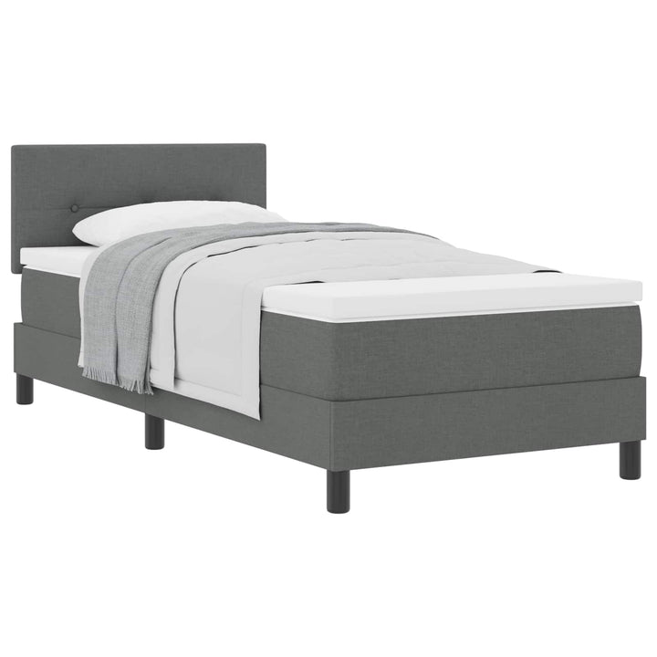 Box spring seng med hovedgærde Mørkegrå 100 x 200 cm Stof