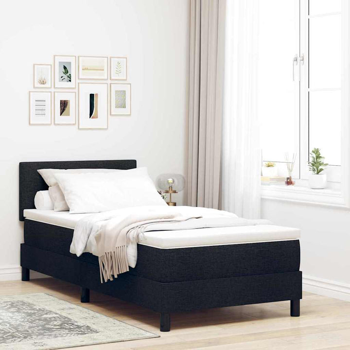 Box spring seng med hovedgærde Sort 100 x 200 cm Stof