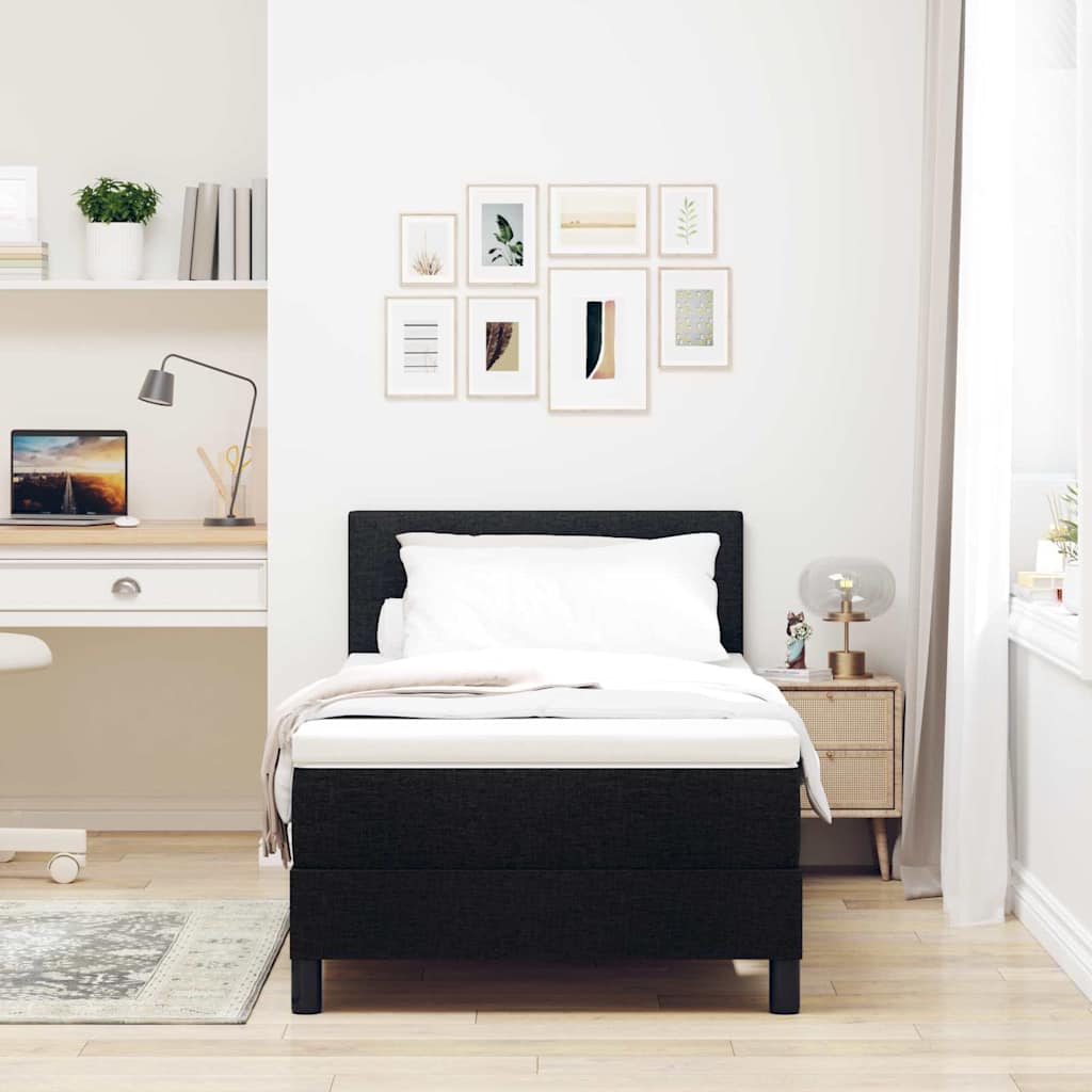 Box spring seng med hovedgærde Sort 100 x 200 cm Stof