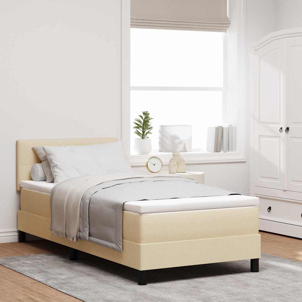 Box spring seng med hovedgærde Creme 100 x 200 cm Stof