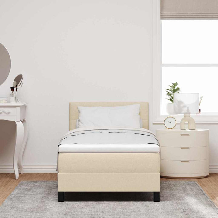 Box spring seng med hovedgærde Creme 100 x 200 cm Stof