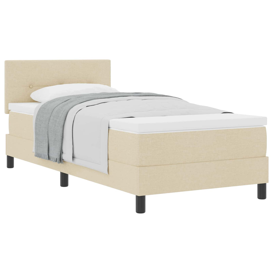Box spring seng med hovedgærde Creme 100 x 200 cm Stof