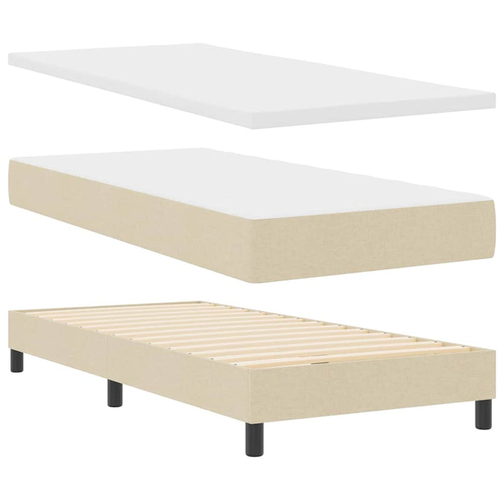 Box spring seng med hovedgærde Creme 100 x 200 cm Stof