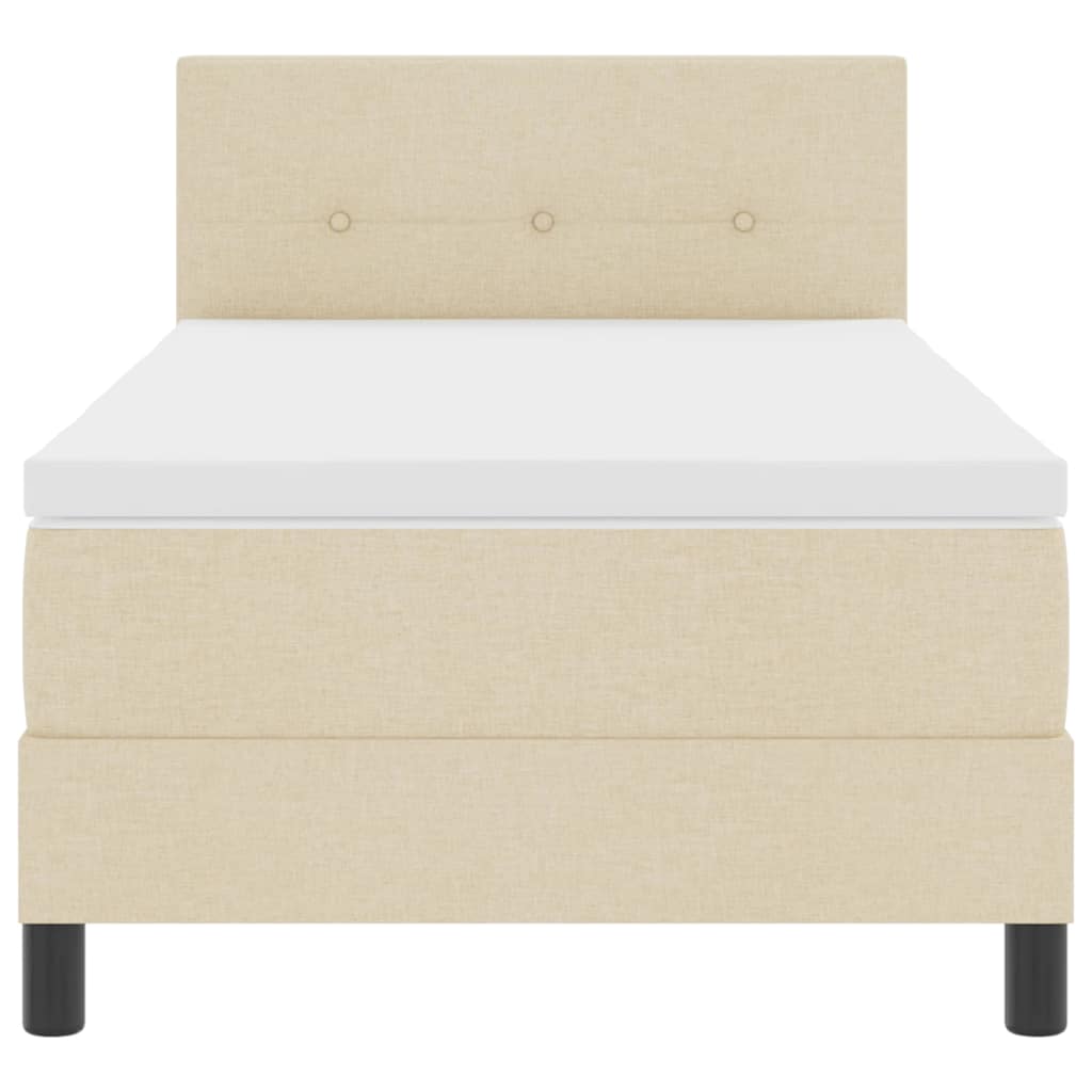 Box spring seng med hovedgærde Creme 100 x 200 cm Stof