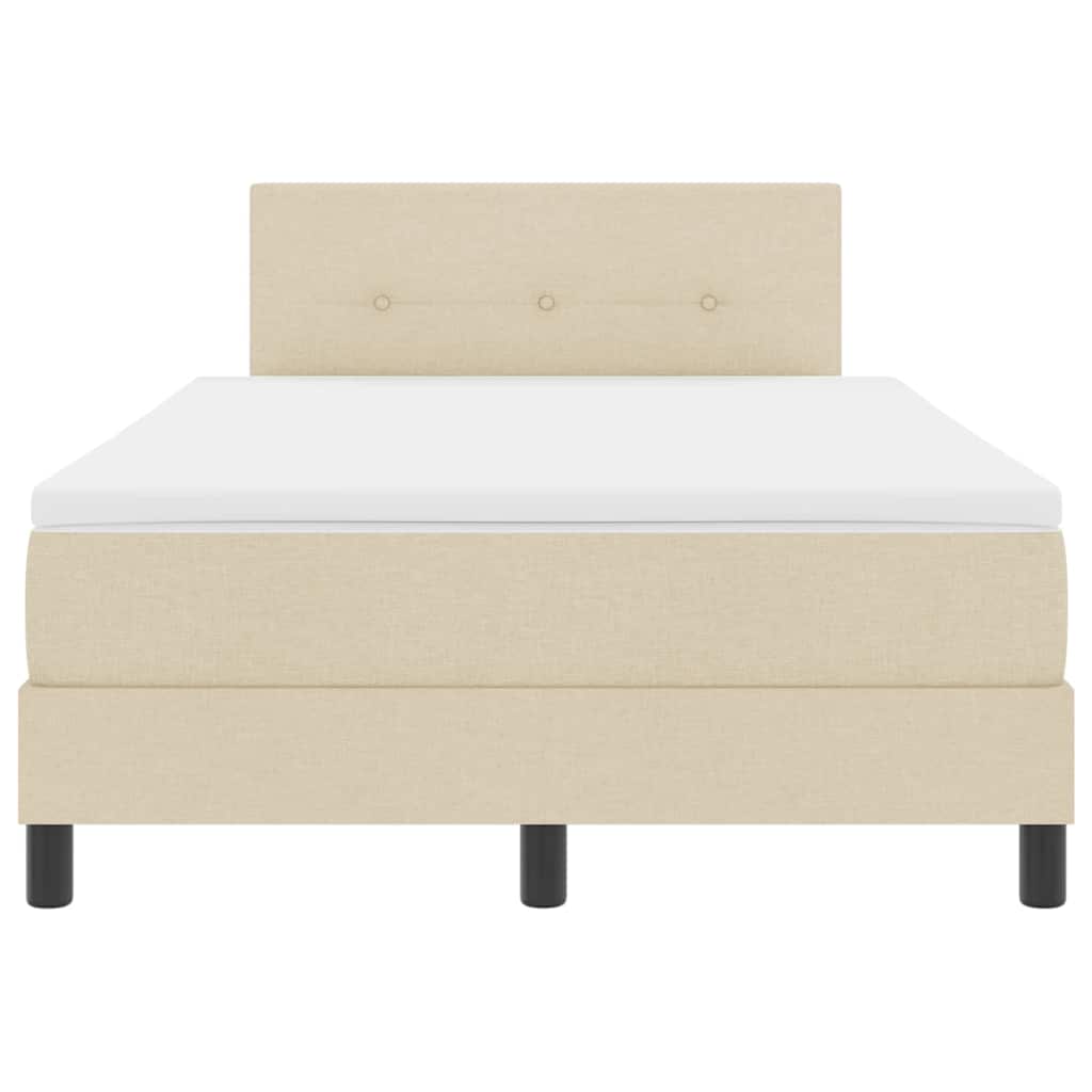 Box spring seng med hovedgærde Creme 120 x 190 cm Stof