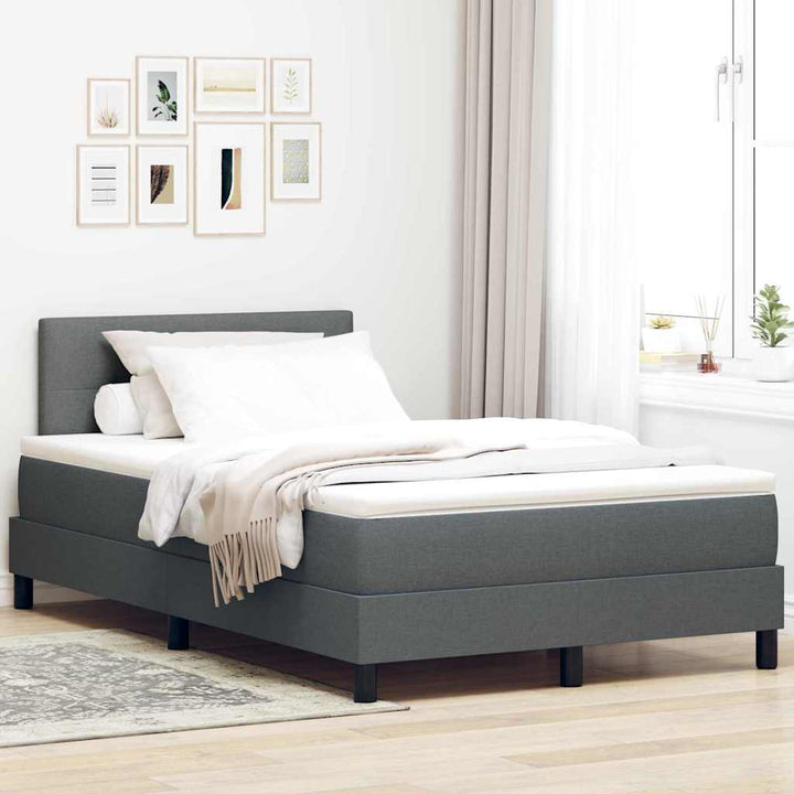 Box spring seng med hovedgærde Mørkegrå 120 x 200 cm Stof