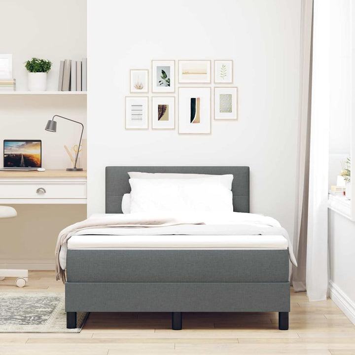 Box spring seng med hovedgærde Mørkegrå 120 x 200 cm Stof
