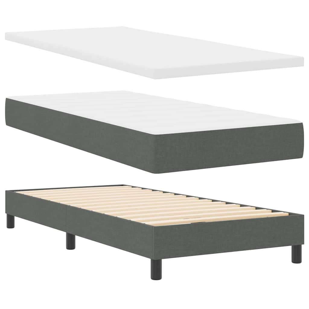 Box spring seng med hovedgærde Mørkegrå 120 x 200 cm Stof