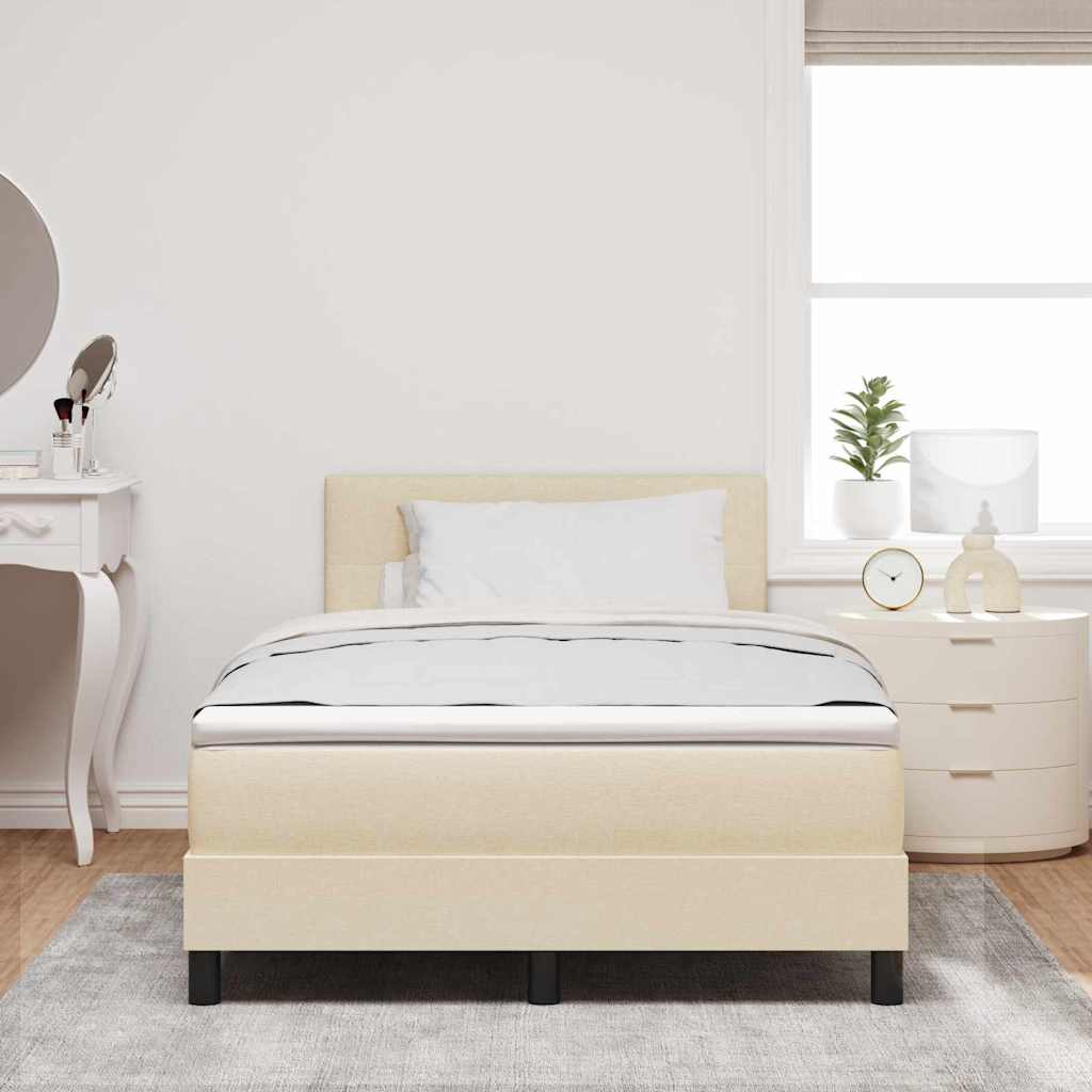 Box spring seng med hovedgærde Creme 120 x 200 cm Stof