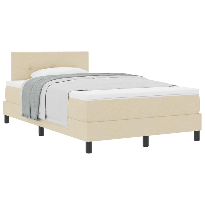 Box spring seng med hovedgærde Creme 120 x 200 cm Stof
