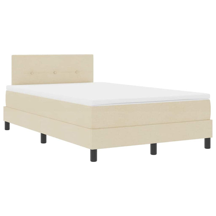 Box spring seng med hovedgærde Creme 120 x 200 cm Stof