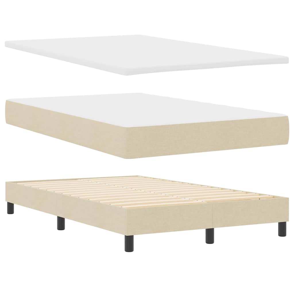 Box spring seng med hovedgærde Creme 120 x 200 cm Stof