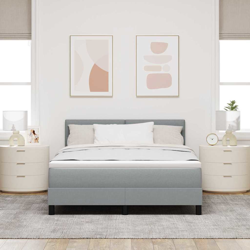 Box spring seng med hovedgærde Lysegrå 140 x 190 cm Stof