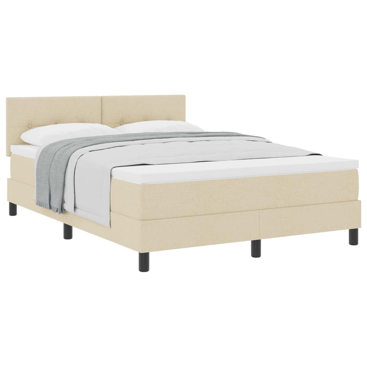 Box spring seng med hovedgærde Creme 140 x 190 cm Stof
