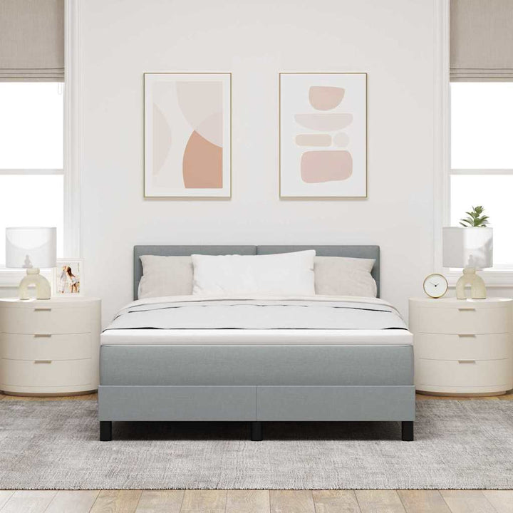 Box spring seng med hovedgærde Lysegrå 140 x 200 cm Stof