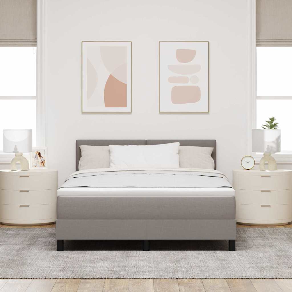 Box spring seng med hovedgærde Gråbrun 160 x 200 cm Stof