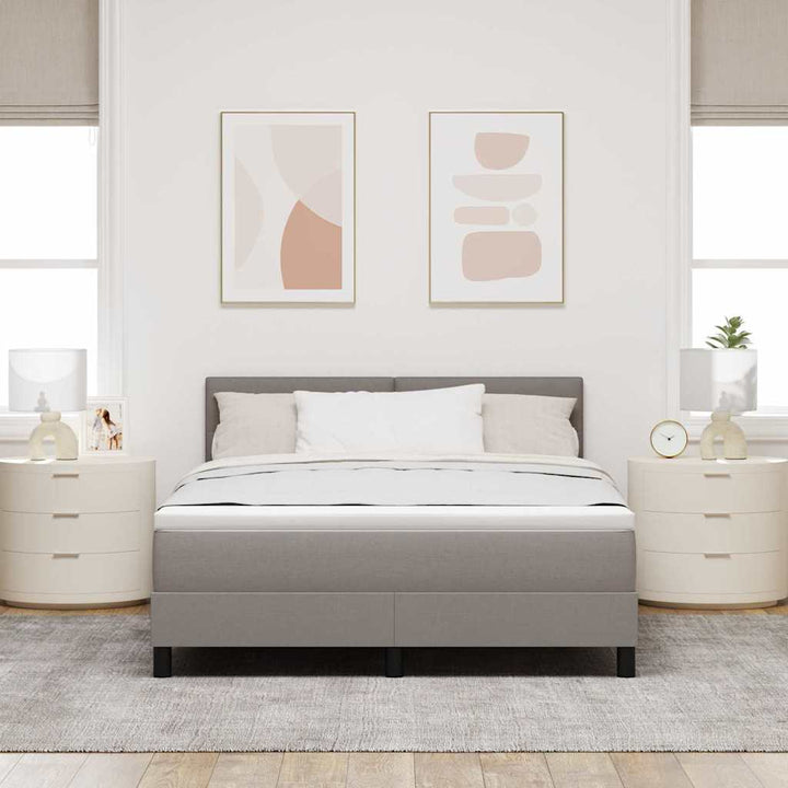 Box spring seng med hovedgærde Gråbrun 160 x 200 cm Stof