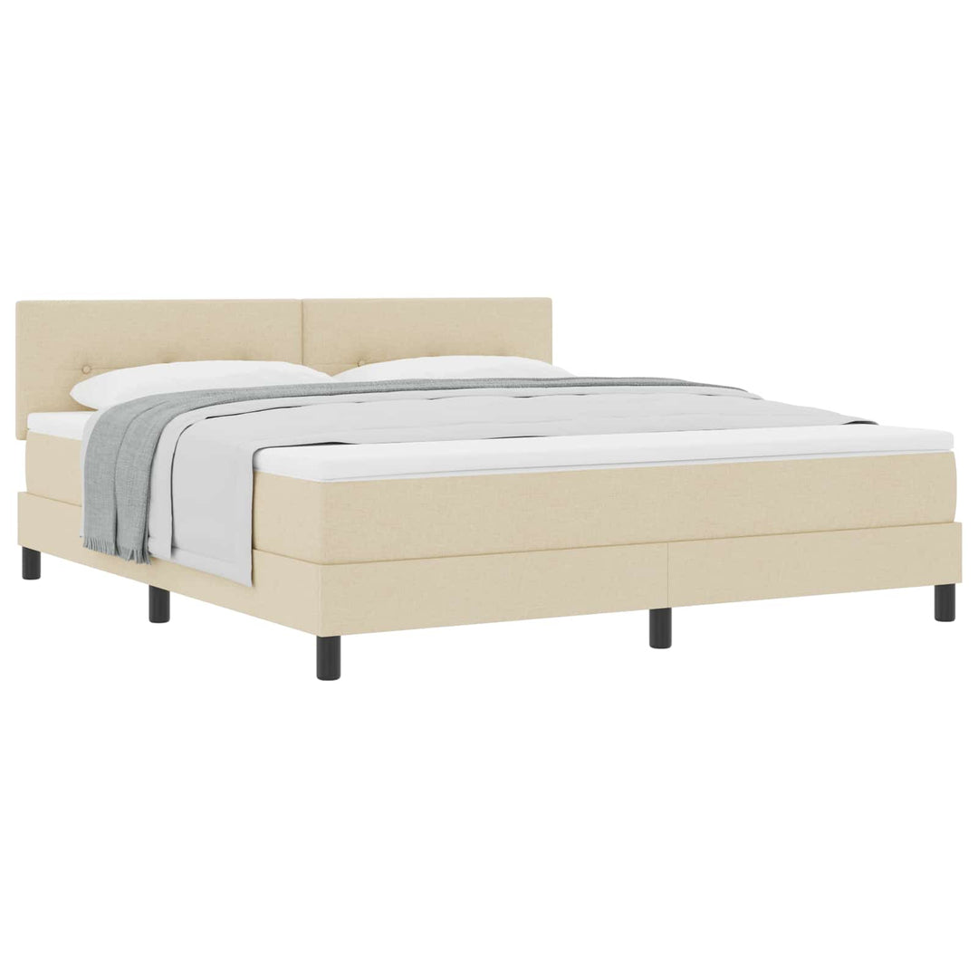 Box spring seng med hovedgærde Creme 180 x 200 cm Stof