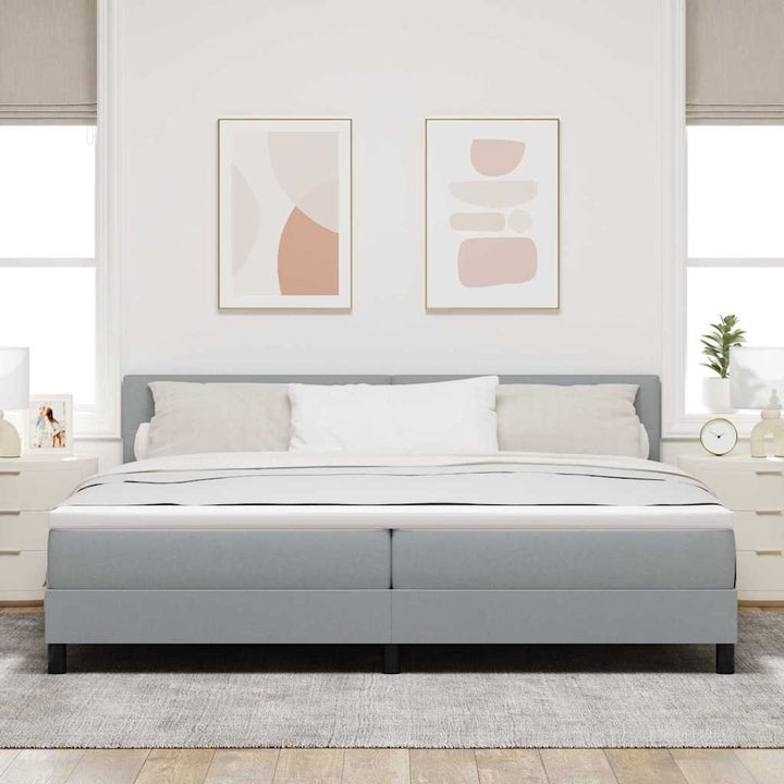 Box spring seng med hovedgærde Lysegrå 200 x 200 cm Stof