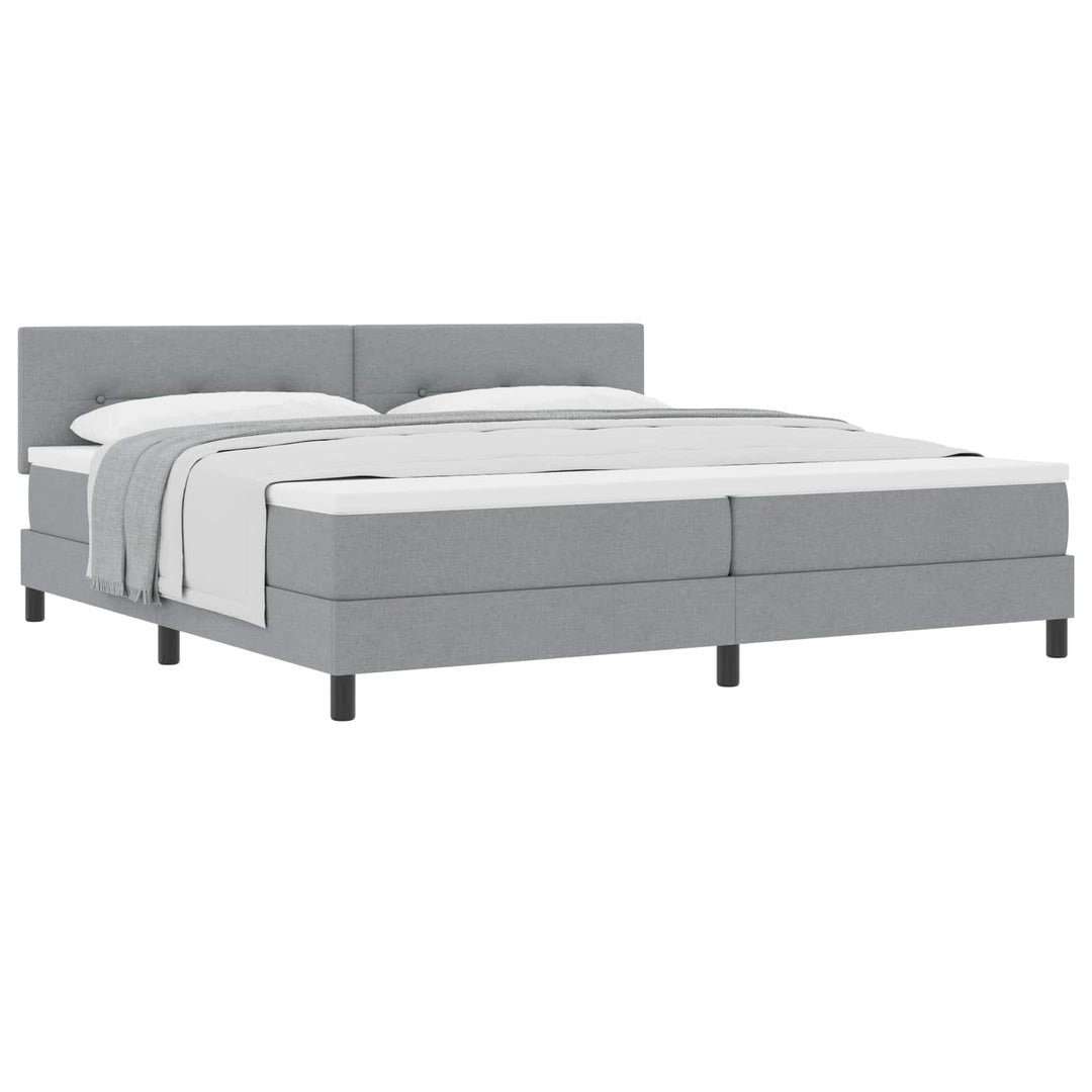 Box spring seng med hovedgærde Lysegrå 200 x 200 cm Stof
