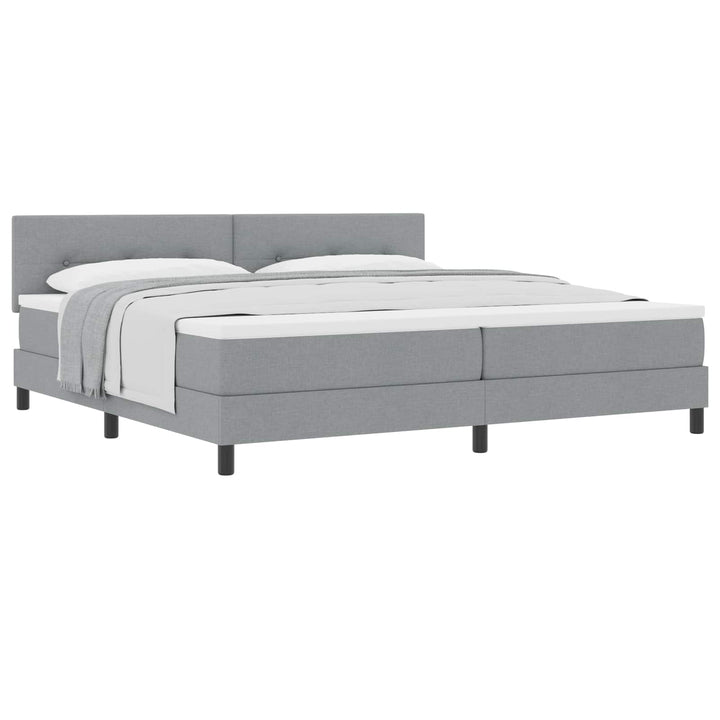 Box spring seng med hovedgærde Lysegrå 200 x 200 cm Stof