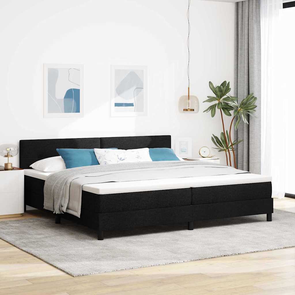 Box spring seng med hovedgærde Sort 200 x 200 cm Stof