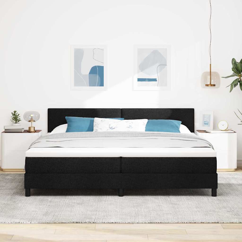 Box spring seng med hovedgærde Sort 200 x 200 cm Stof