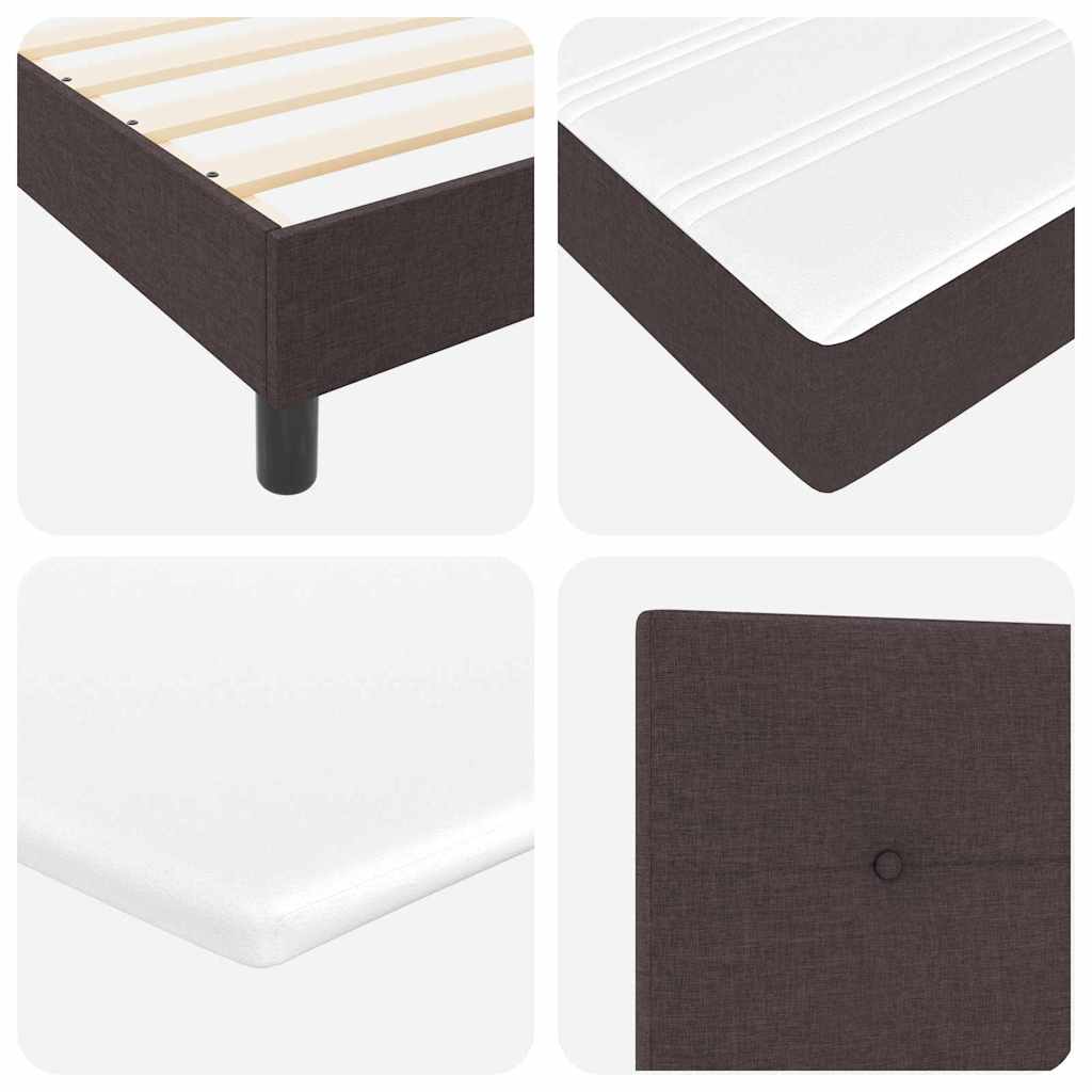 Box spring seng med hovedgærde Mørk Brun 200 x 200 cm Stof