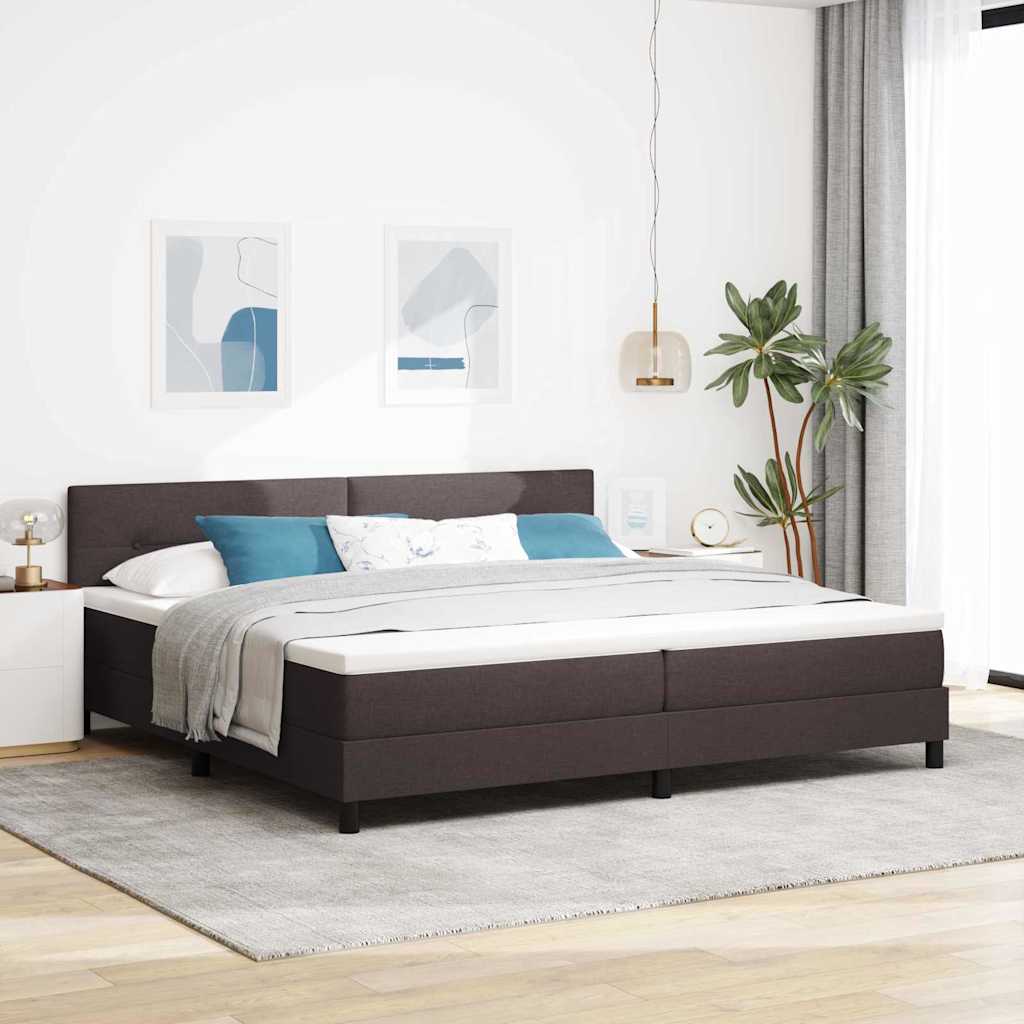 Box spring seng med hovedgærde Mørk Brun 200 x 200 cm Stof