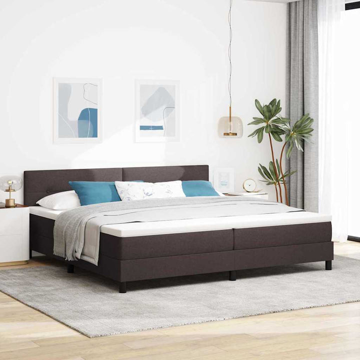 Box spring seng med hovedgærde Mørk Brun 200 x 200 cm Stof