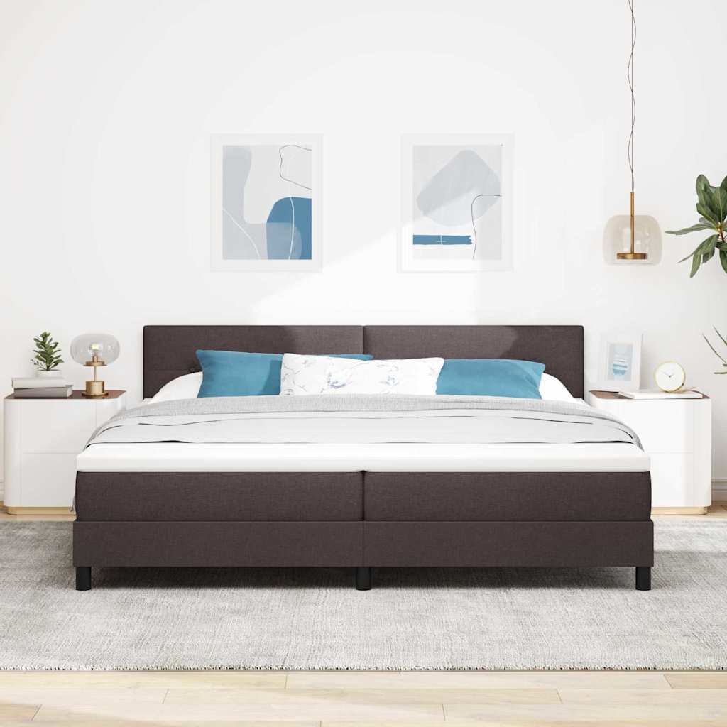 Box spring seng med hovedgærde Mørk Brun 200 x 200 cm Stof