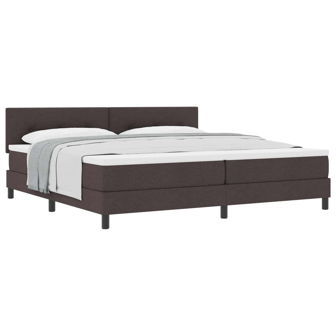 Box spring seng med hovedgærde Mørk Brun 200 x 200 cm Stof
