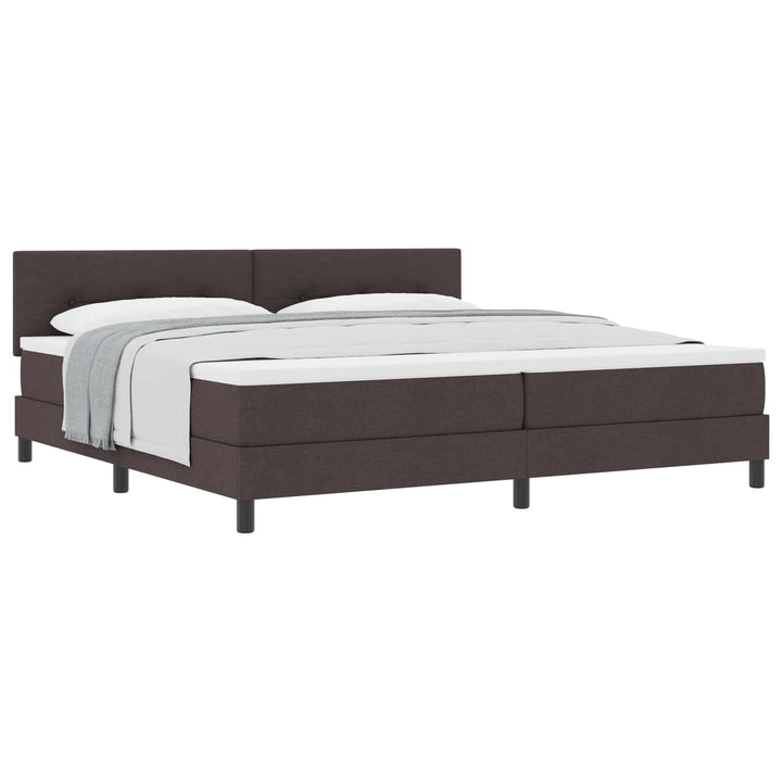 Box spring seng med hovedgærde Mørk Brun 200 x 200 cm Stof