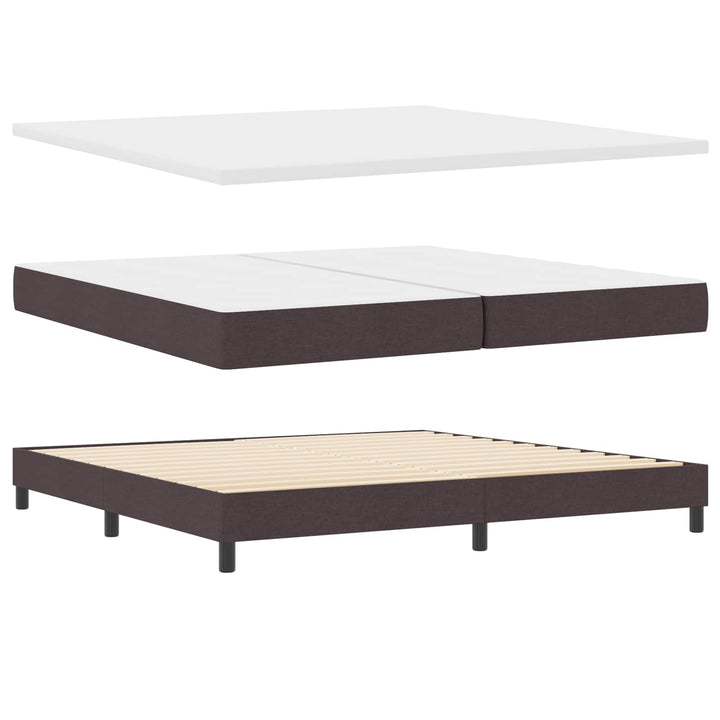 Box spring seng med hovedgærde Mørk Brun 200 x 200 cm Stof
