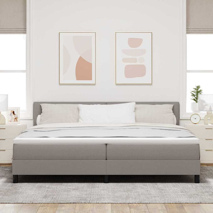 Box spring seng med hovedgærde Gråbrun 200 x 200 cm Stof