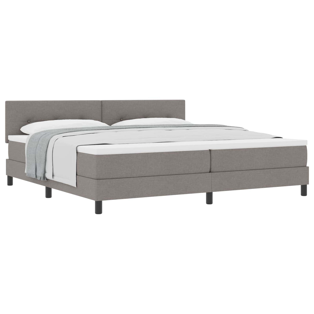 Box spring seng med hovedgærde Gråbrun 200 x 200 cm Stof