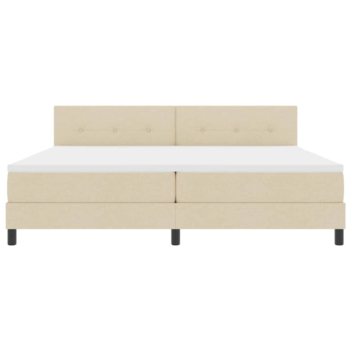 Box spring seng med hovedgærde Creme 200 x 200 cm Stof