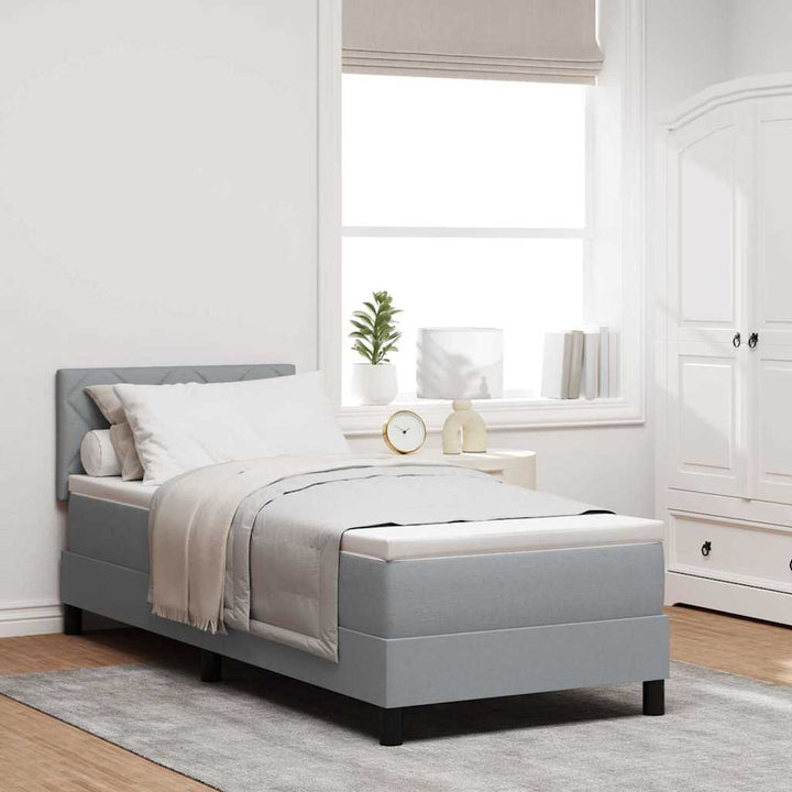 Box spring seng med hovedgærde Lysegrå 80 x 200 cm Stof