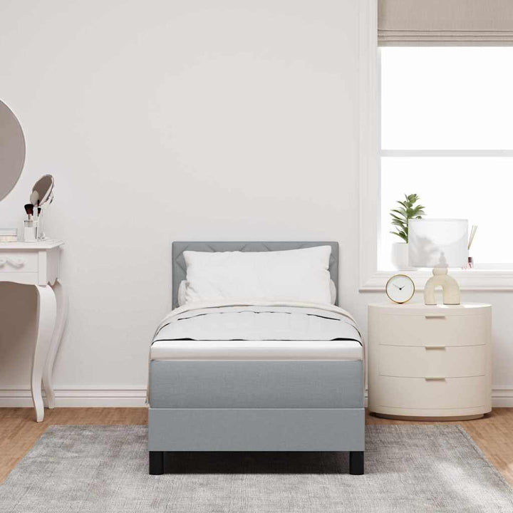 Box spring seng med hovedgærde Lysegrå 80 x 200 cm Stof