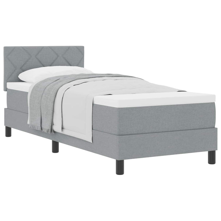 Box spring seng med hovedgærde Lysegrå 80 x 200 cm Stof