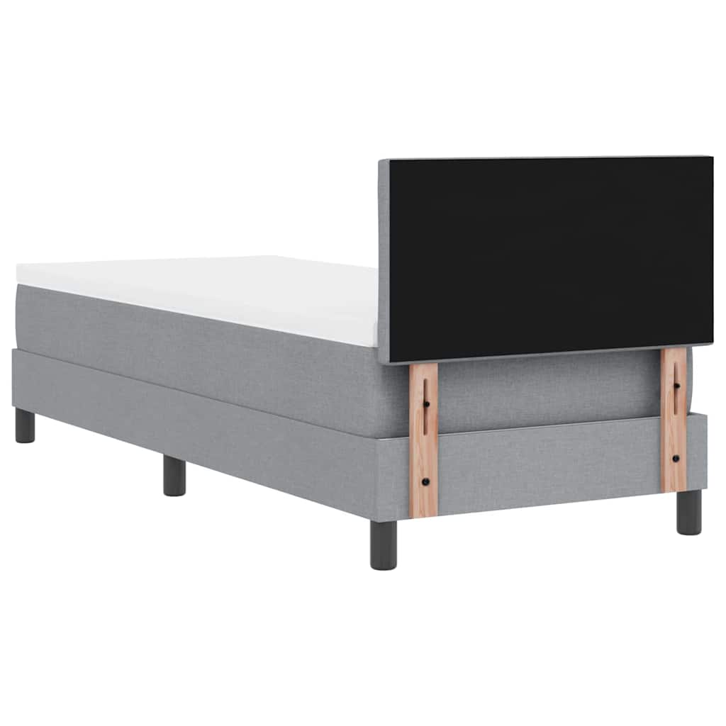 Box spring seng med hovedgærde Lysegrå 80 x 200 cm Stof