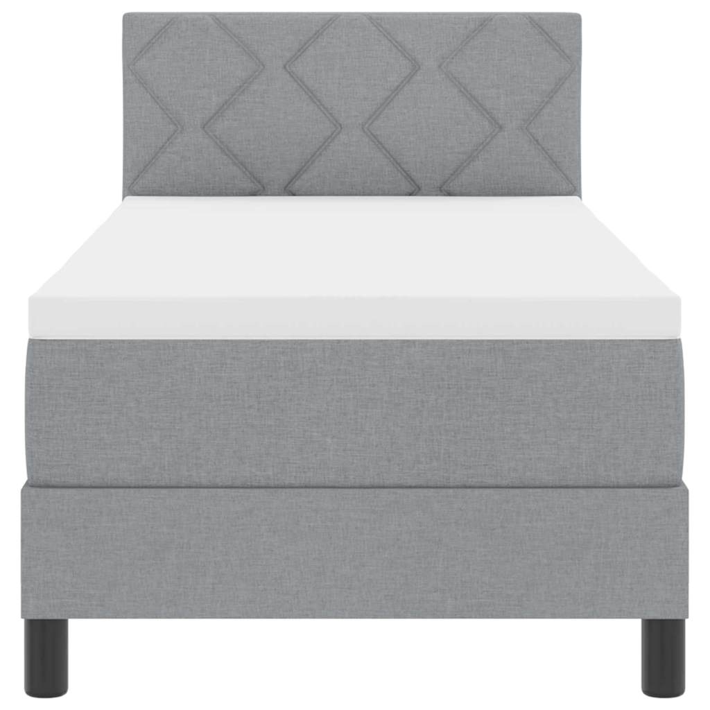 Box spring seng med hovedgærde Lysegrå 80 x 200 cm Stof