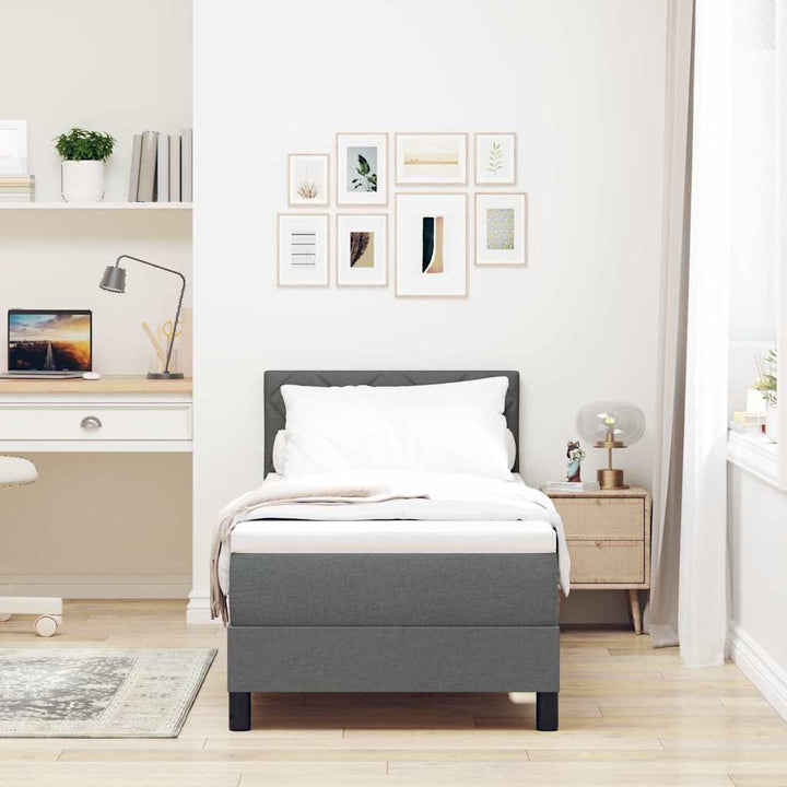 Box spring seng med hovedgærde Mørkegrå 80 x 200 cm Stof