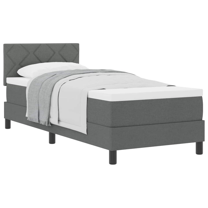 Box spring seng med hovedgærde Mørkegrå 80 x 200 cm Stof