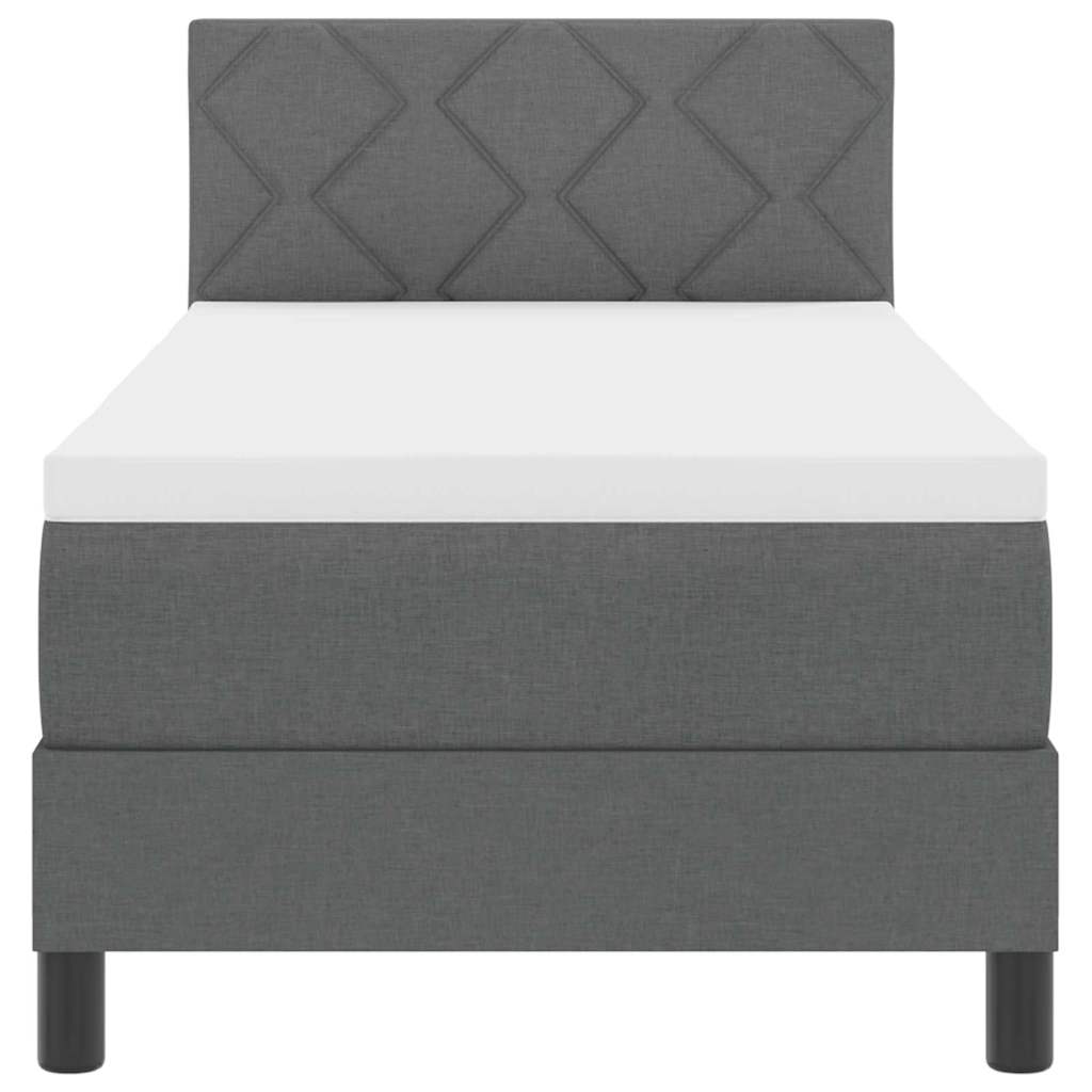 Box spring seng med hovedgærde Mørkegrå 80 x 200 cm Stof
