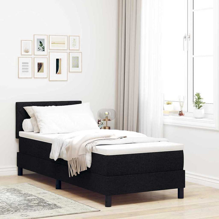 Box spring seng med hovedgærde Sort 80 x 200 cm Stof