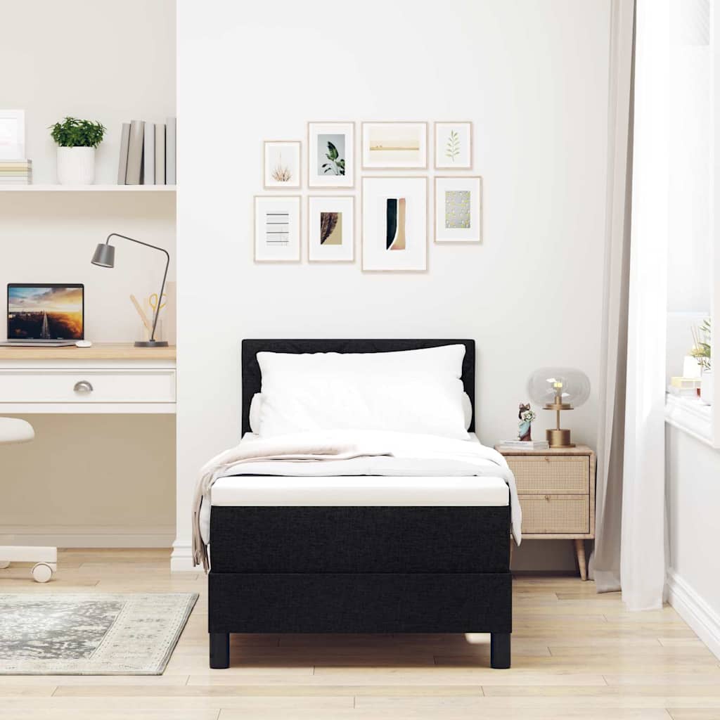 Box spring seng med hovedgærde Sort 80 x 200 cm Stof